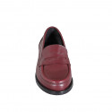Woman's loafer in maroon leather heel 2 - Available sizes:  32, 33, 34, 35, 42, 43, 44, 45, 46