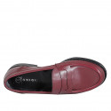 Mocassin pour femmes en cuir bordeaux talon 2 - Pointures disponibles:  32, 33, 34, 35, 42, 43, 44, 45, 46