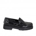 Woman's loafer in black patent leather heel 3 - Available sizes:  32, 33, 34, 35, 42, 43, 44, 45, 46, 47
