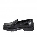Woman's loafer in black patent leather heel 3 - Available sizes:  32, 33, 34, 35, 42, 43, 44, 45, 46, 47