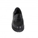 Mocassin pour femmes en cuir verni noir talon 3 - Pointures disponibles:  32, 33, 34, 35, 42, 43, 44, 45, 46, 47