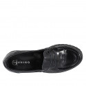 Mocassino da donna in vernice naplak nera tacco 3 - Misure disponibili: 32, 33, 34, 35, 42, 43, 44, 45, 46, 47