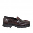 Woman's mocassin in maroon brush-off leather heel 3 - Available sizes:  32, 33, 34, 35, 43, 44, 45, 46, 47