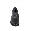 Zapato Oxford con cordones para mujer en piel negra con punta de ala tacon 5 - Tallas disponibles:  32, 33, 34, 35, 42, 43, 44, 45, 47