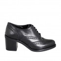 Chaussure Oxford pour femmes à lacets en cuir noir avec bout golf talon 7 - Pointures disponibles:  32, 33, 34, 35, 42, 43, 44, 45, 46