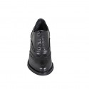 Zapato Oxford con cordones para mujer en piel negra con punta de ala tacon 7 - Tallas disponibles:  32, 33, 34, 35, 42, 43, 44, 45, 46