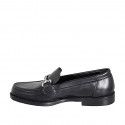 Mocassino da donna con accessorio in pelle nera tacco 2 - Misure disponibili: 32, 33, 34, 35, 42, 43, 44, 45, 47