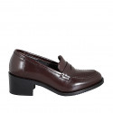 Mocassin pour femmes en cuir marron talon 5 - Pointures disponibles:  32, 33, 35, 43, 45