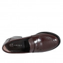 Woman's mocassin in brown leather heel 5 - Available sizes:  32, 33, 35, 43, 45