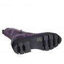Stivaletto stringato da donna con cerniera e puntale in vernice stampata viola tacco 4 - Misure disponibili: 32, 33, 34, 35, 42, 43, 44, 45, 47