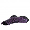 Stivaletto stringato da donna con cerniera e puntale in vernice stampata viola tacco 4 - Misure disponibili: 32, 33, 34, 35, 42, 43, 44, 45, 47