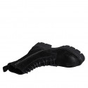 Stivaletto stringato da donna con cerniera in camoscio ingrassato nero tacco 4 - Misure disponibili: 32, 33, 34, 35, 42, 43, 44, 45, 46, 47