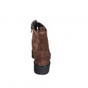 Woman's laced ankle boot with zipper in brown suede heel 4 - Available sizes:  32, 33, 34, 35, 42, 43, 44, 45, 46, 47