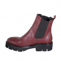 Stivaletto da donna con elastici in pelle bordeaux con tacco 4 - Misure disponibili: 32, 35, 42, 43, 44, 45, 46, 47