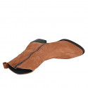 Woman's Texan ankle boot with zipper in cognac brown suede and heel 4 - Available sizes:  32, 33, 34, 35, 42, 43, 45, 46, 47