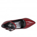 Escarpins Mary Jane à bout pointu en cuir bordeaux talon 10 - Pointures disponibles:  31, 32, 33, 34, 35, 42, 44, 45