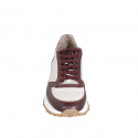 Sneaker para mujer con cordones y plantilla extraible en piel marfil y granate cuña 4 - Tallas disponibles:  42, 43, 44, 45, 46