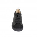 Sneaker stringata da donna con plantare estraibile con glitter in pelle e camoscio nero zeppa 3 - Misure disponibili: 42, 43, 44, 45, 46