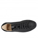 Woman's laced sneaker with removable insole and strap in black suede and leather wedge 3 - Available sizes:  42, 43, 44, 45, 46