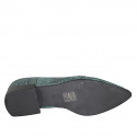 Mocassino a punta da donna con accessorio in camoscio verde e vernice nera tacco 3 - Misure disponibili: 32, 33, 34, 35, 42, 43, 44, 45, 46