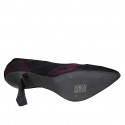 Woman's pointy pump in black and maroon suede spool heel 8 - Available sizes:  32, 33, 34, 35, 42, 43, 44, 45