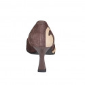 Decolté a punta da donna in camoscio marrone e sabbia tacco a rocchetto 8 - Misure disponibili: 32, 33, 34, 35, 42, 43, 44, 45