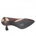 Decolté a punta da donna in camoscio marrone e sabbia tacco a rocchetto 8 - Misure disponibili: 32, 33, 34, 35, 42, 43, 44, 45