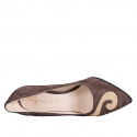 Decolté a punta da donna in camoscio marrone e sabbia tacco a rocchetto 8 - Misure disponibili: 32, 33, 34, 35, 42, 43, 44, 45