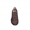 Woman's Oxford laced shoe with wingtip in brown suede heel 7 - Available sizes:  32, 33, 34, 35, 42, 43, 44, 45, 46