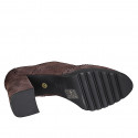 Scarpa stringata Oxford da donna con lavorazione a coda di rondine in camoscio marrone tacco 7 - Misure disponibili: 32, 33, 34, 35, 42, 43, 44, 45, 46