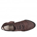 Woman's Oxford laced shoe with wingtip in brown suede heel 7 - Available sizes:  32, 33, 34, 35, 42, 43, 44, 45, 46