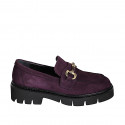 Mocassin pour femmes avec accessoire en daim violet talon 4 - Pointures disponibles:  32, 33, 34, 35, 42, 43, 44, 45, 46