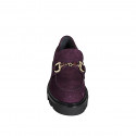 Mocassin pour femmes avec accessoire en daim violet talon 4 - Pointures disponibles:  32, 33, 34, 35, 42, 43, 44, 45, 46