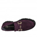 Woman's mocassin with accessory in purple suede heel 4 - Available sizes:  32, 33, 34, 35, 42, 43, 44, 45, 46