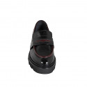 Mocassino da donna in vernice nera e bordeaux tacco 4 - Misure disponibili: 32, 33, 34, 35, 42, 43, 44, 45, 46