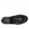 Mocassino da donna in vernice nera e bordeaux tacco 4 - Misure disponibili: 32, 33, 34, 35, 42, 43, 44, 45, 46