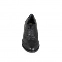 Chaussure Oxford pour femmes à lacets en cuir noir avec bout golf et talon 5 - Pointures disponibles:  32, 33, 34, 35, 42, 43, 44, 45, 46