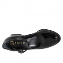 Mary Jane pour femmes avec bout rondu en cuir verni noir talon 5 - Pointures disponibles:  32, 33, 34, 35, 42, 43, 44, 45, 46