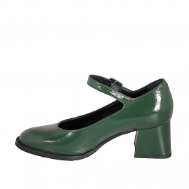 Mary Jane da donna con punta tonda in vernice verde tacco 5 - Misure disponibili: 32, 33, 35, 42, 43, 44, 45, 46 2
