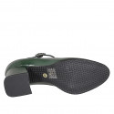 Mary Jane para mujer con punta redonda en charol verde tacon 5 - Tallas disponibles:  32, 33, 35, 42, 43, 44, 45, 46