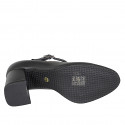 Decolté Mary Jane a punta tonda in pelle nera tacco 7 - Misure disponibili: 32, 33, 42, 43, 44, 45, 46