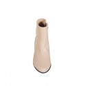 Stivaletto da donna in pelle nude e camoscio sabbia con cerniera tacco 7 - Misure disponibili: 32, 33, 35, 42, 43, 44, 45, 46