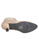 Botines para mujer en piel nude y gamuya beis con cremallera tacon 7 - Tallas disponibles:  32, 33, 35, 42, 43, 44, 45, 46