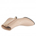 Stivaletto da donna in pelle nude e camoscio sabbia con cerniera tacco 7 - Misure disponibili: 32, 33, 35, 42, 43, 44, 45, 46