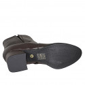 Botin para mujer con cremallera y elastico en piel marron tacon 5 - Tallas disponibles:  32, 33, 35, 42, 43, 44, 45, 46