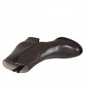 Stivaletto da donna con cerniera ed elastico in pelle marrone tacco 5 - Misure disponibili: 32, 33, 35, 42, 43, 44, 45, 46
