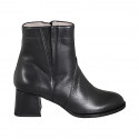 Botin para mujer con cremallera y elastico en piel negra tacon 5 - Tallas disponibles:  32, 33, 34, 42, 43, 44, 45, 46