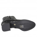 Stivaletto da donna con cerniera ed elastico in pelle nera tacco 5 - Misure disponibili: 32, 33, 34, 42, 43, 44, 45, 46