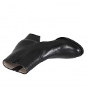 Stivaletto da donna con cerniera ed elastico in pelle nera tacco 5 - Misure disponibili: 32, 33, 34, 42, 43, 44, 45, 46