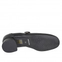 Woman's Mary Jane with rounded tip in black leather heel 3 - Available sizes:  32, 33, 34, 35, 42, 43, 44, 46